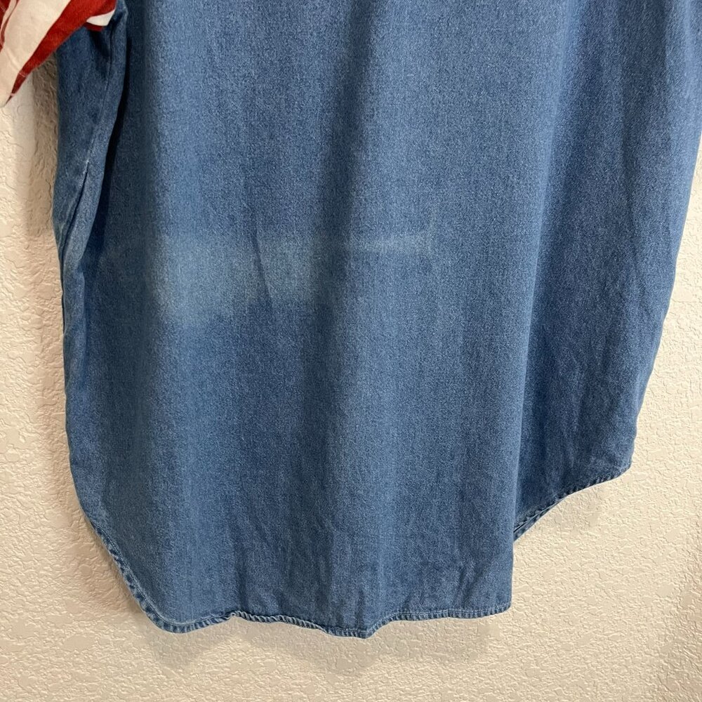 Quizz Again Shirt America 4th July Button USA Teddy Embroidered Vintage Y2K Sz L - Picture 8 of 11